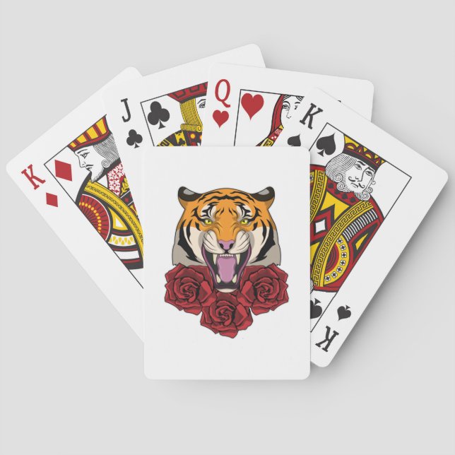 Baraja De Cartas Tigre con Rosas (Reverso)