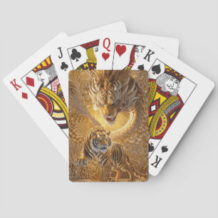 Baraja De Cartas Tigre de oro y Ilustracion de Guardianes del dragó