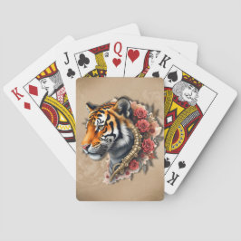 Baraja De Cartas Tigre de vapor con Ilustracion de Rosas.