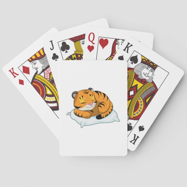 Baraja De Cartas Tigre durmiendo con almohada (Reverso)