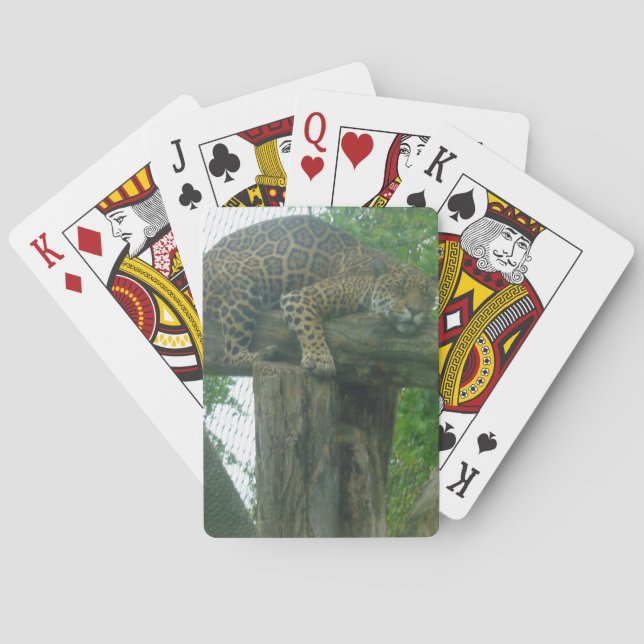 Baraja De Cartas Tigre durmiente sobre árboles, bosques, naturaleza (Reverso)