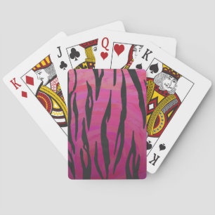 Baraja De Cartas Tigre Rosa Caliente y Estampado Negro