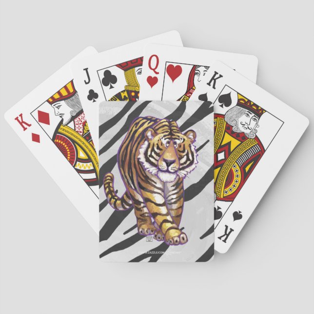 Baraja De Cartas Tigre salvaje Impresión en blanco y negro (Reverso)