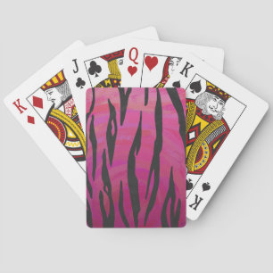 Baraja De Cartas Tigres de impresión rosada y negra caliente