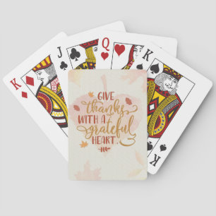 Baraja De Cartas Tipografía Dar Gracias con un Corazón Agradecido