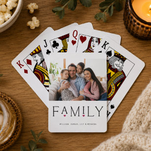 Baraja De Cartas Tipografía de Corazón Familiar Foto Blanca