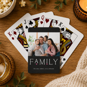 Baraja De Cartas Tipografía de corazón familiar Foto negra