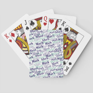 Baraja De Cartas Tipografía Moderna de su Nombre Patrón Azul