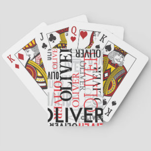 Baraja De Cartas Tipografía Negra y Roja Angustiada Cool White