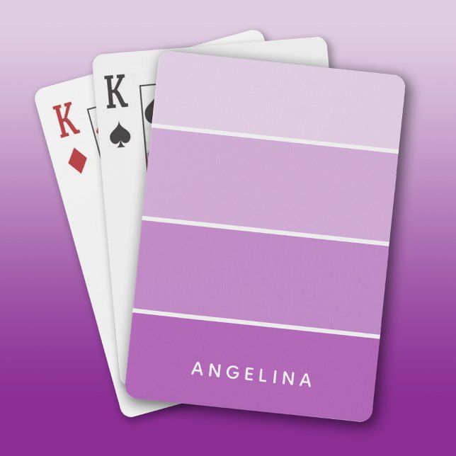 Baraja De Cartas Tira de chip de pintura violeta con nombre persona (Custom Playing Cards)