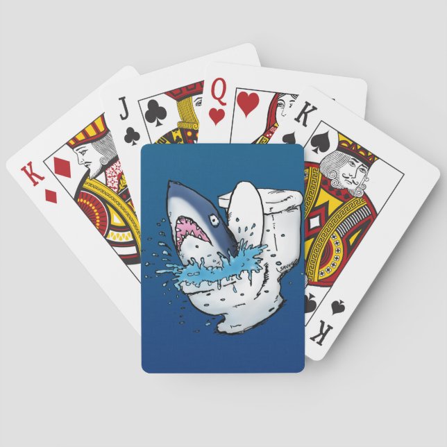 Baraja De Cartas Toilet Shark Funny Blue Personalizado (Reverso)