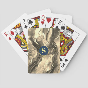 Baraja De Cartas Tonos de Tinta Líquida Sepia, Monograma
