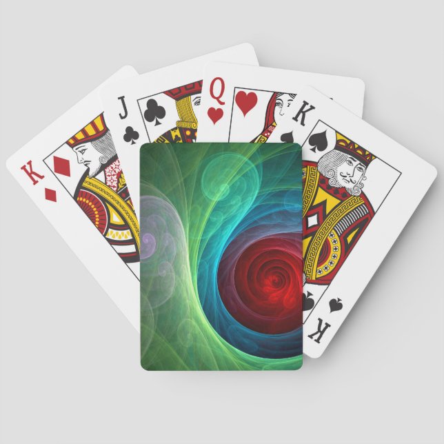 Baraja De Cartas Tormenta roja Floral Moderno Resumen Patrón de col (Reverso)