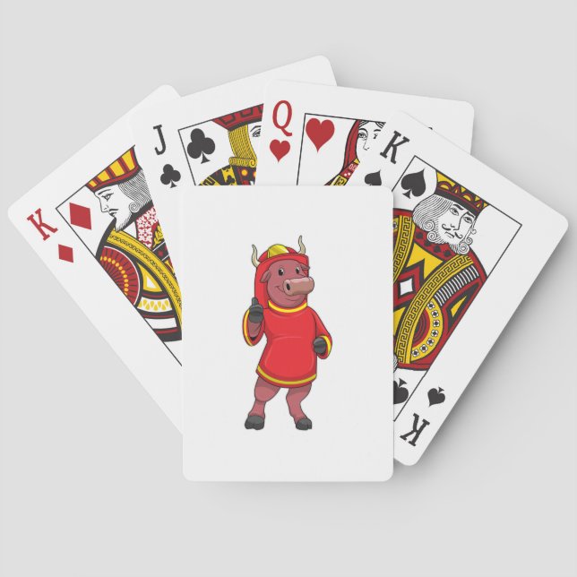 Baraja De Cartas Toro como bombero con casco (Reverso)