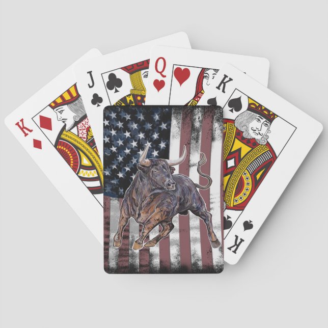 Baraja De Cartas Toro de bandera estadounidense (Reverso)