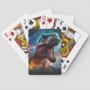 Baraja De Cartas Toro Rugiente T Rex Montaña Tormentosa Dinosaurio