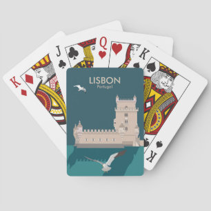 Baraja De Cartas Torre de Lisboa de Belem al estilo de un afiche vi