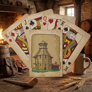 Baraja De Cartas Torre de vigilancia de madera medieval y fortaleza