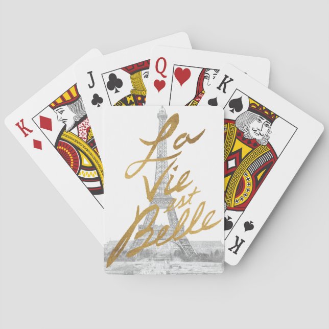 Baraja De Cartas Torre Eiffel con la escritura del oro (Reverso)