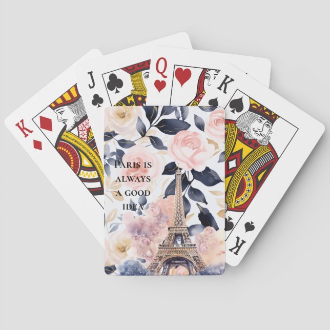 Baraja De Cartas Torre Eiffel París Floral (Reverso)