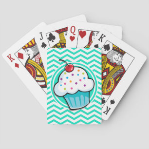 Baraja De Cartas Torta de Cupo, Aqua Green Chevron
