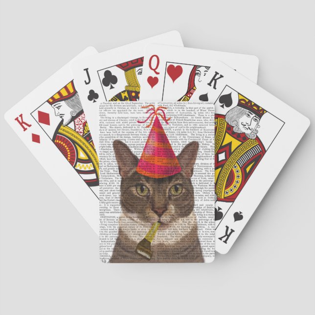Baraja De Cartas Tortoiseshell Cat con Gorra Fiesta (Reverso)