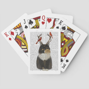 Baraja De Cartas Tortoiseshell Cat con pollas y aves rojas