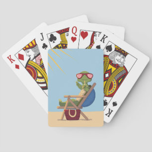 Baraja De Cartas Tortuga de dibujos animados con gafas de sol relaj