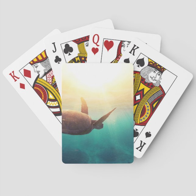 Baraja De Cartas Tortuga de mar - fotografía subacuática de la (Reverso)