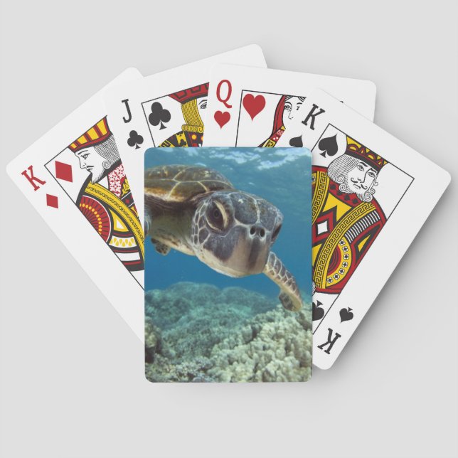 Baraja De Cartas Tortuga de mar verde hawaiana (Reverso)