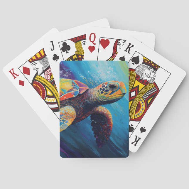 Baraja De Cartas Tortuga marina acuarela (Reverso)