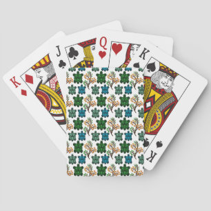Baraja De Cartas Tortuga Marina Tropical Patrón Floral   Océano Cos