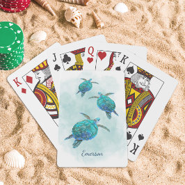 Baraja De Cartas Tortugas marinas acuarela personalizada