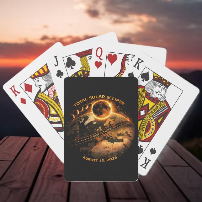 Baraja De Cartas Total Solar Eclipse 2026 Path of Totality (Zazzle Total Solar Eclipse 2026 Path of Totality Poker Cards )