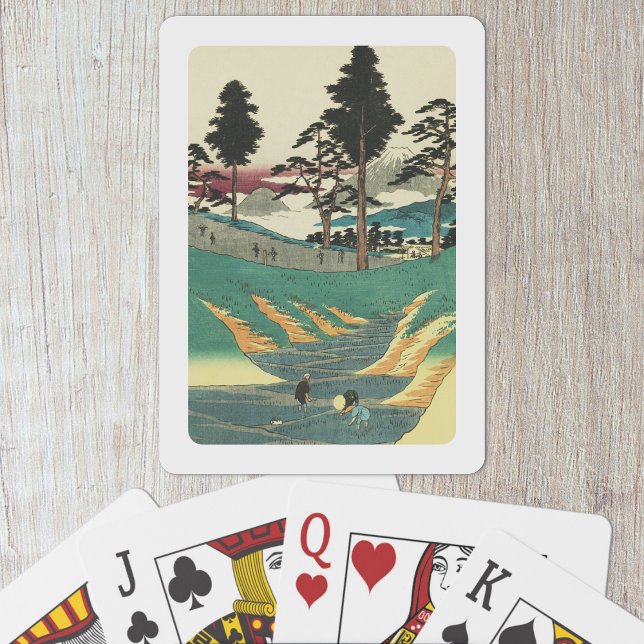Baraja De Cartas Totsuka, Japón: Impresión de bloques de madera vin (Totsuka, Japan Playing Cards- Table View)