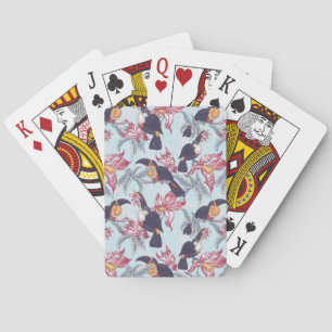 Baraja De Cartas Toucanos con flores exóticas