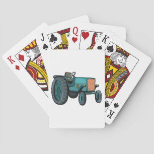 Baraja De Cartas Tractor Azul Vintage Vida en la Granja