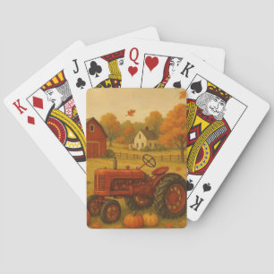 Baraja De Cartas Tractor clásico de otoño feliz y granja
