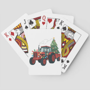 Baraja De Cartas Tractor con remolque Santa granja agricultor Navid