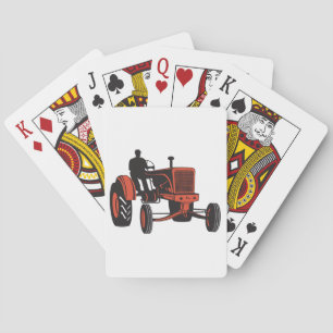 Baraja De Cartas Tractor Rojo Antiguo Tractor Retro Agricultor