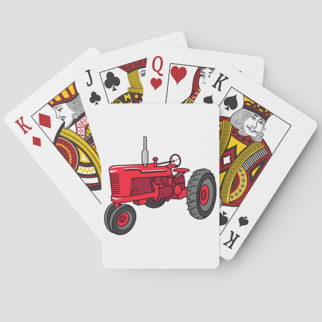 Baraja De Cartas Tractor rojo vintage (Reverso)