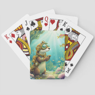 Baraja De Cartas Traje de fantasía de nutria linda steampunk