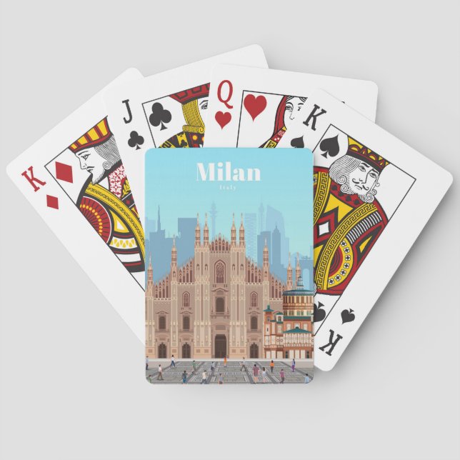 Baraja De Cartas Travel Art Travel to Milan Italy (Reverso)