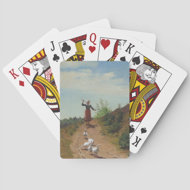 Baraja De Cartas Trayendo a casa el rebaño de ganeses (de Paul Peel (Reverso)