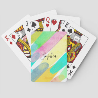 Baraja De Cartas Trazos de color diagonales, nombre, arte abstracto
