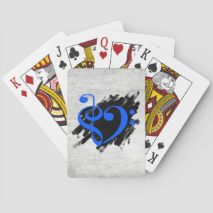 Baraja De Cartas Treble and Bass Clef Musical Heart Royal Blue