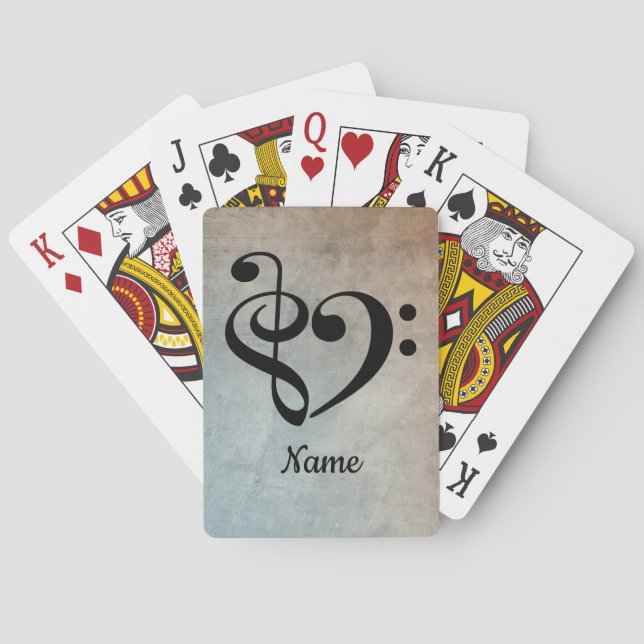 Baraja De Cartas Treble Clef Bass Clef Heart Sheet Music Personaliz (Reverso)
