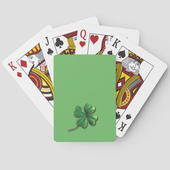 Baraja De Cartas Trébol de Irlanda Verde Moderno (Reverso)