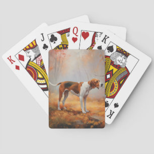 Baraja De Cartas Treeing Walker Coonhound in Autumt Leaves fall