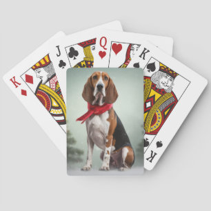 Baraja De Cartas Treeing Walker Coonhound perro en Navidad con niev
